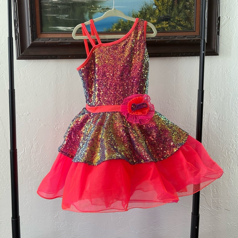 Glittery Multicolor Kids Dance Costume